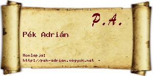 Pék Adrián névjegykártya